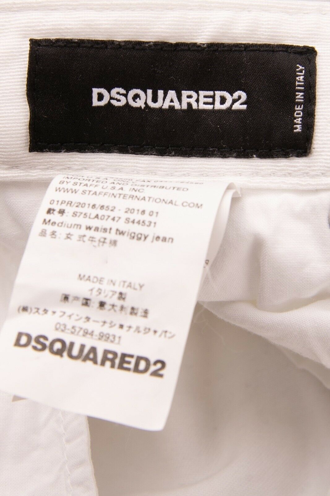 DSQUARED2 Jeans Size XXS Stretch White Zipped Cuffs Made in Italy