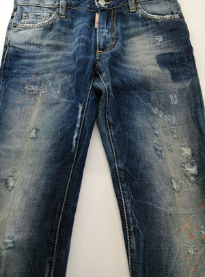 DSQUARED2 Jeans Size XS Destroyed & Paint Splatter Effect Super Slim Fit Made in Italy
