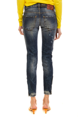 DSQUARED2 Jeans Size XS Destroyed & Paint Splatter Effect Super Slim Fit Made in Italy