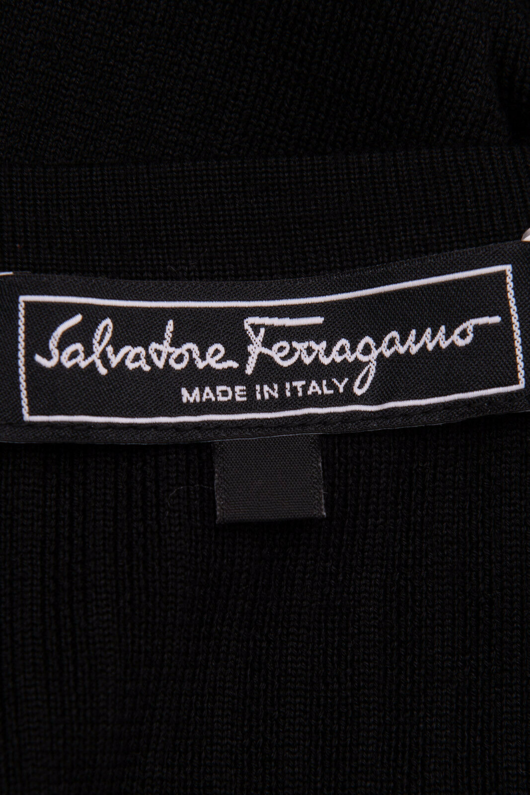 SALVATORE FERRAGAMO Black Silk & Wool Ribbed Knit size S